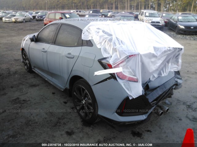 SHHFK7H99JU412838 - 2018 HONDA CIVIC SPORT TOURING Light Blue photo 3