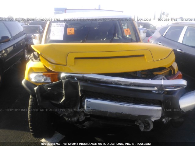 JTEZU11F370016686 - 2007 TOYOTA FJ CRUISER YELLOW photo 6