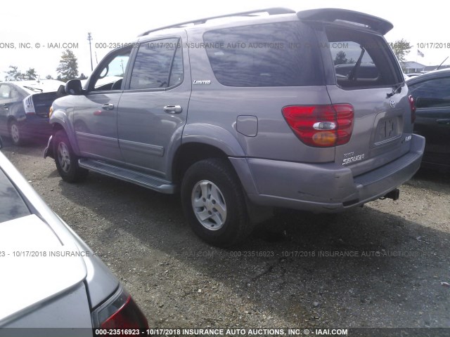 5TDBT48A92S062534 - 2002 TOYOTA SEQUOIA LIMITED GRAY photo 3