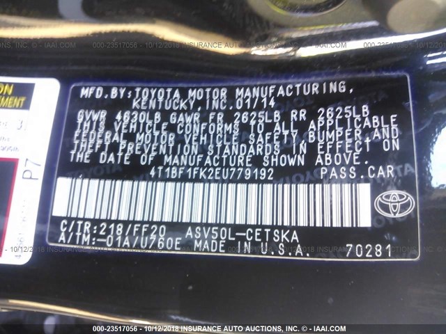 4T1BF1FK2EU779192 - 2014 TOYOTA CAMRY L/SE/LE/XLE Qara foto 9