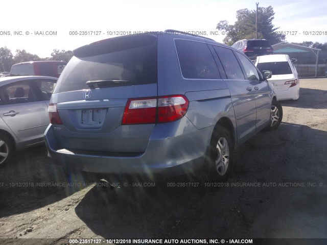 5FNRL38717B106700 - 2007 HONDA ODYSSEY EXL BLUE photo 4