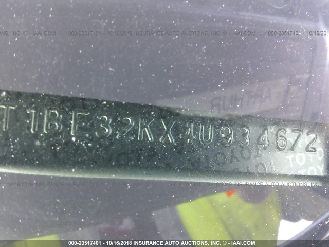 4T1BE32KX4U934672 - 2004 TOYOTA CAMRY LE/XLE/SE SILVER photo 9