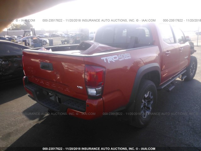 3TMCZ5AN0GM022453 - 2016 TOYOTA TACOMA DBL CAB/SR/SR5/TRD SPT/OR ORANGE photo 4