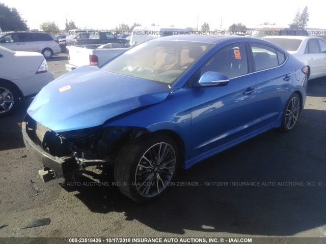 KMHD04LB6JU478046 - 2018 HYUNDAI ELANTRA SPORT BLUE photo 2