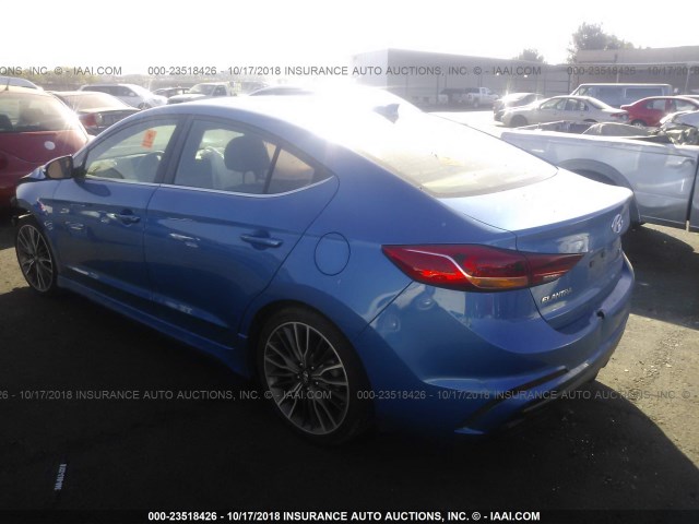 KMHD04LB6JU478046 - 2018 HYUNDAI ELANTRA SPORT BLUE photo 3