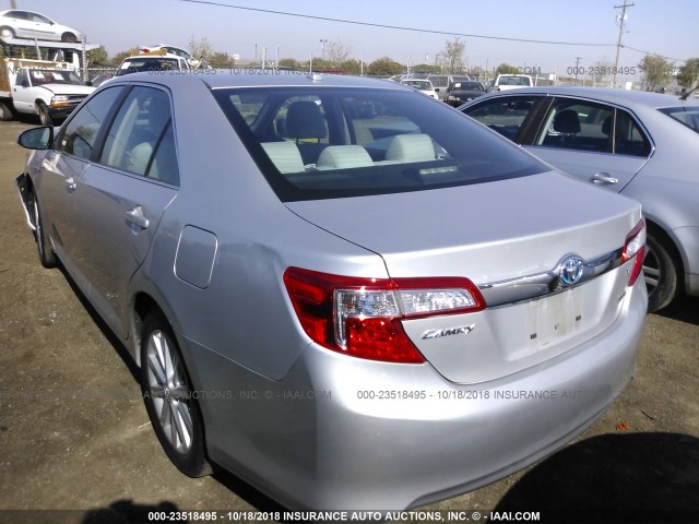 4T1BD1FK3EU117675 - 2014 TOYOTA CAMRY HYBRID/LE/XLE SILVER photo 3