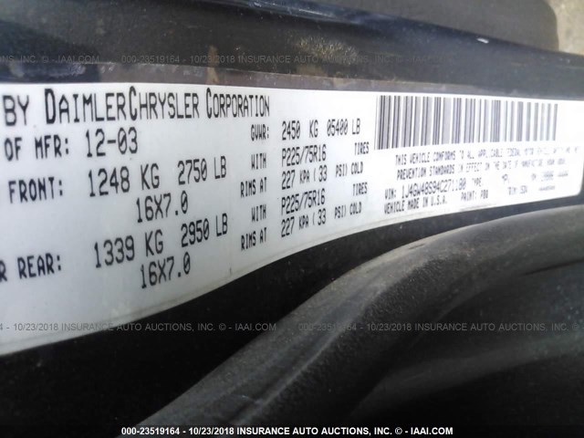 1J4GW48S94C271180 - 2004 JEEP GRAND CHEROKEE LAREDO/COLUMBIA/FREEDOM 蓝色 照片 9