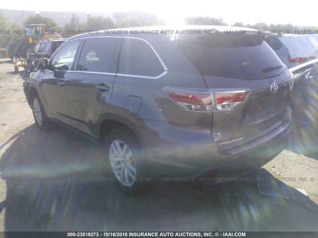 5TDZKRFHXGS136890 - 2016 TOYOTA HIGHLANDER LE/LE PLUS GRAY photo 3