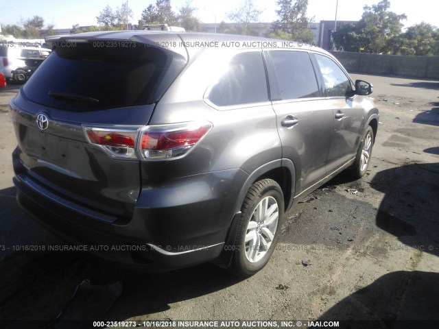 5TDZKRFHXGS136890 - 2016 TOYOTA HIGHLANDER LE/LE PLUS GRAY photo 4