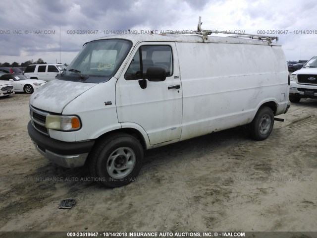 2B7HB21YXSK568836 - 1995 DODGE RAM VAN B2500 WHITE photo 2