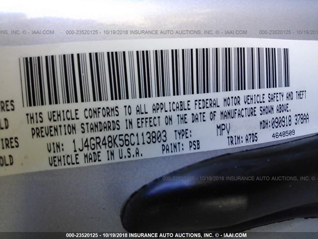 1J4GR48K56C113803 - 2006 JEEP GRAND CHEROKEE LAREDO/COLUMBIA/FREEDOM 银色 照片 9