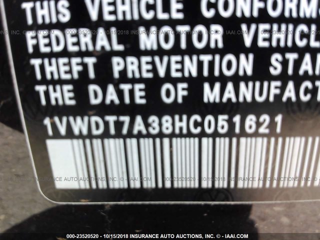 1VWDT7A38HC051621 - 2017 VOLKSWAGEN PASSAT R-LINE Qara foto 9