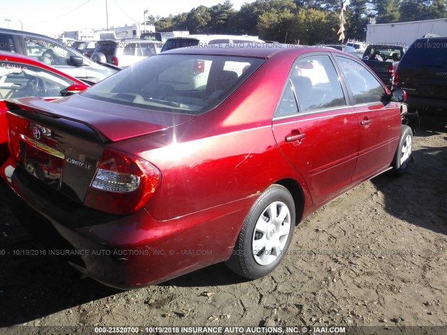 4T1BE32K24U274188 - 2004 TOYOTA CAMRY LE/XLE/SE RED photo 4