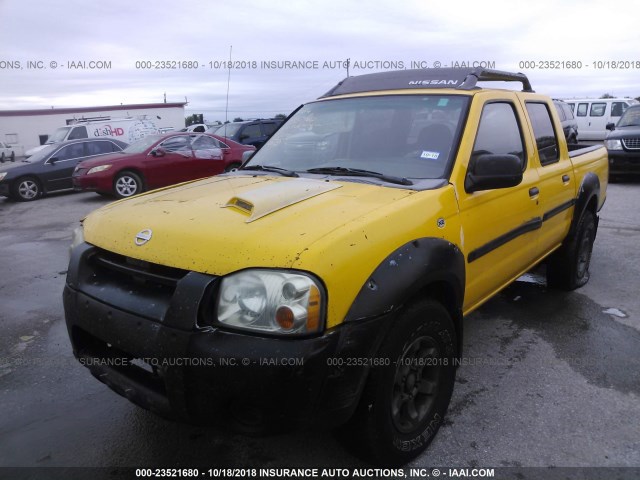 1N6ED27T01C365409 - 2001 NISSAN FRONTIER CREW CAB XE/CREW CAB SE YELLOW photo 2