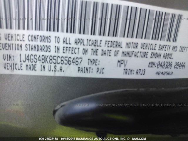 1J4GS48K85C656467 - 2005 JEEP GRAND CHEROKEE LAREDO/COLUMBIA/FREEDOM 金色 照片 9