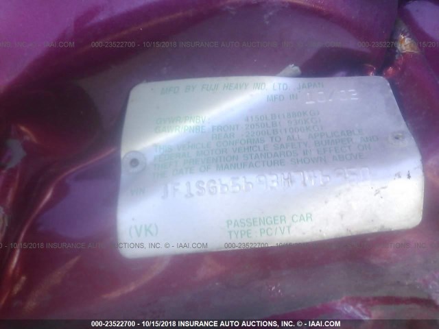 JF1SG65693H746950 - 2003 SUBARU FORESTER 2.5XS წითელი ფოტო 9