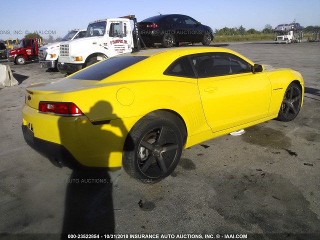 2G1FA1E34E9307919 - 2014 CHEVROLET CAMARO LS YELLOW photo 4