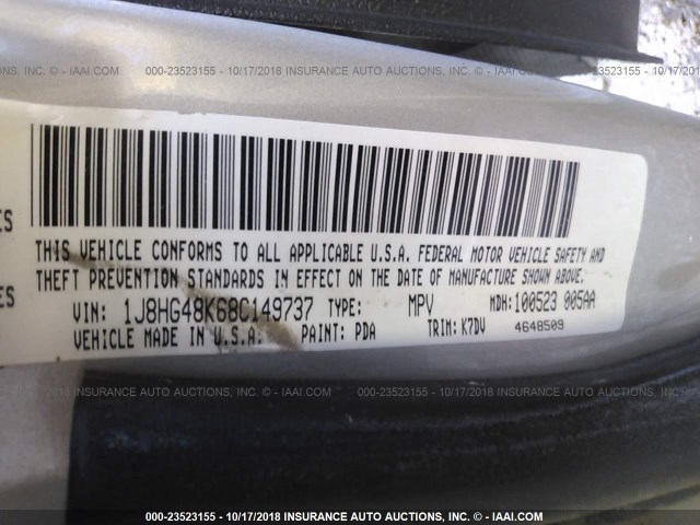 1J8HG48K68C149737 - 2008 JEEP COMMANDER SPORT Marrón foto 9