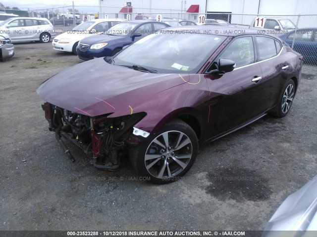 1N4AA6APXHC374230 - 2017 NISSAN MAXIMA 3.5S/SV/SL/SR/PLAT RED photo 2