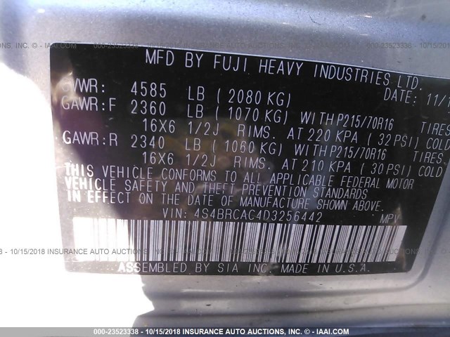 4S4BRCAC4D3256442 - 2013 SUBARU OUTBACK 2.5I SILVER photo 8