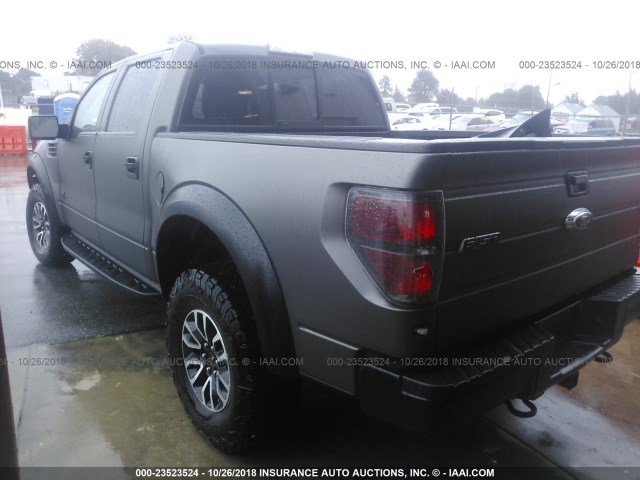 1FTFW1R6XCFA91799 - 2012 FORD F150 SVT RAPTOR GRAY photo 3