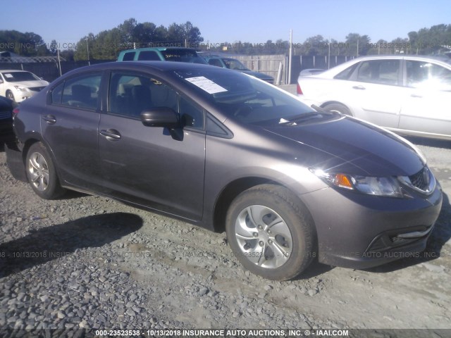 19XFB2F55FE000272 - 2015 HONDA CIVIC LX GRAY photo 1