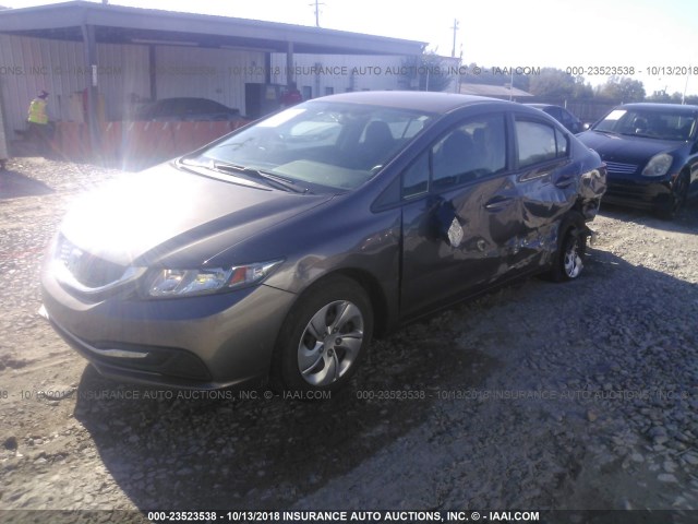 19XFB2F55FE000272 - 2015 HONDA CIVIC LX GRAY photo 2