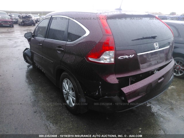 5J6RM3H78CL023165 - 2012 HONDA CR-V EXL MAROON photo 3