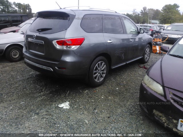 5N1AR2MN8FC668031 - 2015 NISSAN PATHFINDER S/SV/SL/PLATINUM GRAY photo 4