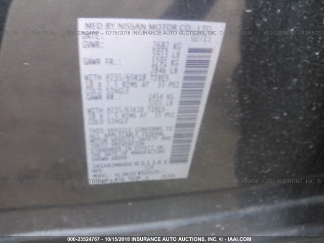 5N1AR2MN4DC651143 - 2013 NISSAN PATHFINDER S/SV/SL/PLATINUM Light Blue photo 9