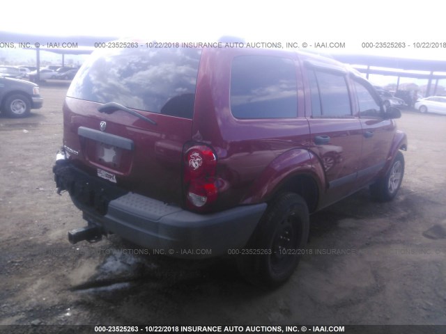 1D4HD38K26F117554 - 2006 DODGE DURANGO SXT RED photo 4