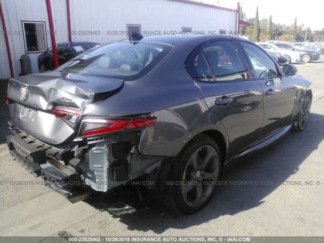 ZARFAEDN8H7543535 - 2017 ALFA ROMEO GIULIA Q4 SILVER photo 4