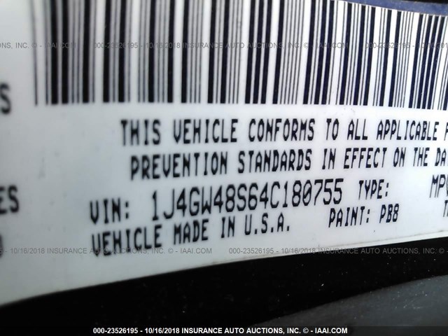 1J4GW48S64C180755 - 2004 JEEP GRAND CHEROKEE LAREDO/COLUMBIA/FREEDOM Dark Blue photo 9