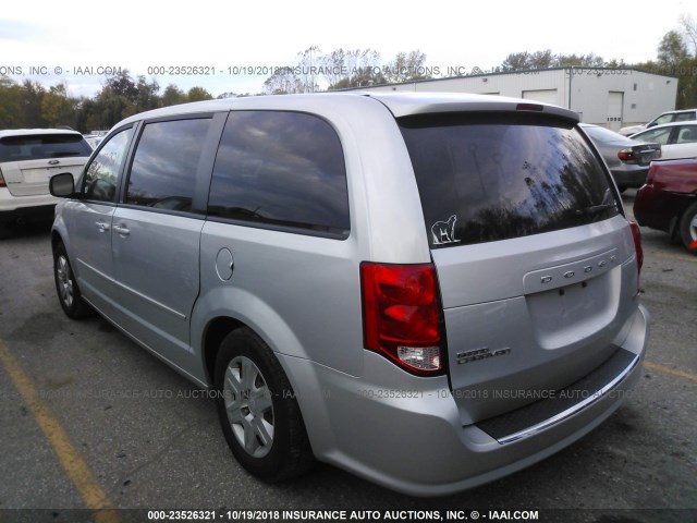 2C4RDGBG1CR217761 - 2012 DODGE GRAND CARAVAN SE SILVER photo 3