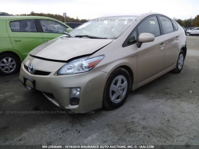 JTDKN3DU3A1113686 - 2010 TOYOTA PRIUS ოქროსფერი ფოტო 2