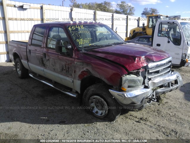 1FTNW21F72ED23521 - 2002 FORD F250 SUPER DUTY RED photo 1