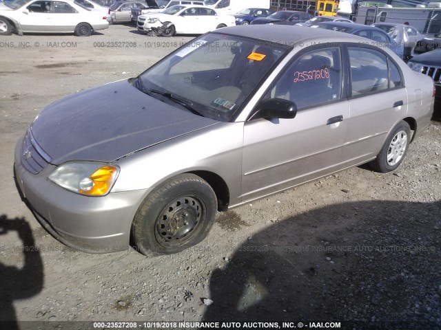 2HGES16501H599165 - 2001 HONDA CIVIC LX BEIGE photo 2