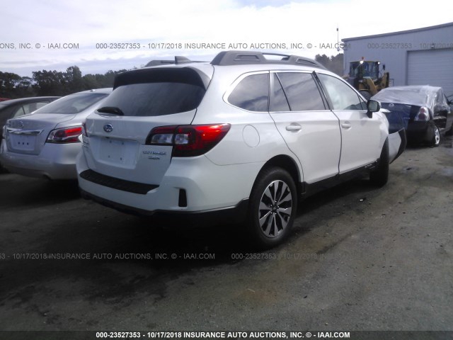 4S4BSEJC4G3208864 - 2016 SUBARU OUTBACK 3.6R LIMITED WHITE photo 4