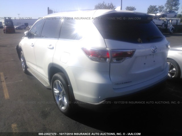 5TDDKRFH8FS183571 - 2015 TOYOTA HIGHLANDER LIMITED/LTD PLATINUM WHITE photo 3