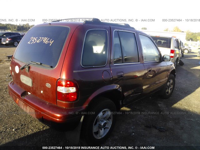 KNDJB723825172992 - 2002 KIA SPORTAGE RED photo 4