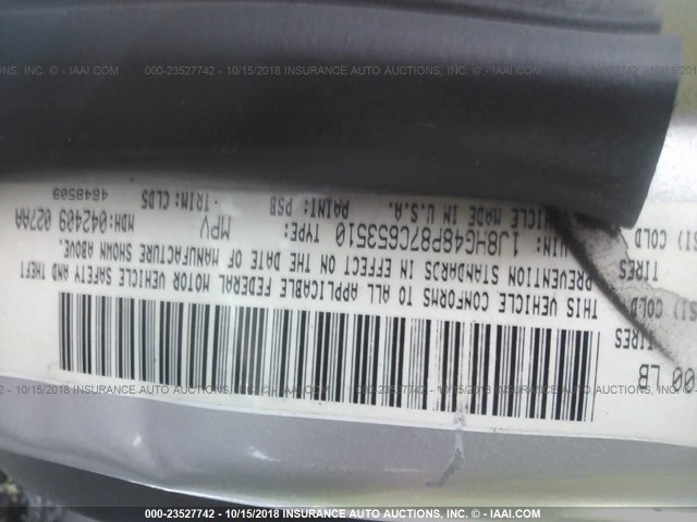 1J8HG48P87C653510 - 2007 JEEP COMMANDER SILVER photo 9