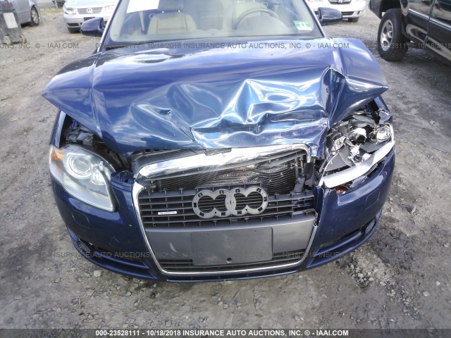 WAUDF48H68K001894 - 2008 AUDI A4 2.0T CABRIOLET QUATTRO BLUE photo 6