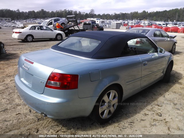 WAUAT48H33K006507 - 2003 AUDI A4 3.0 CABRIOLET Light Blue photo 4