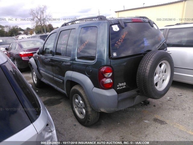 1J4GL48K95W622078 - 2005 JEEP LIBERTY SPORT GREEN photo 3