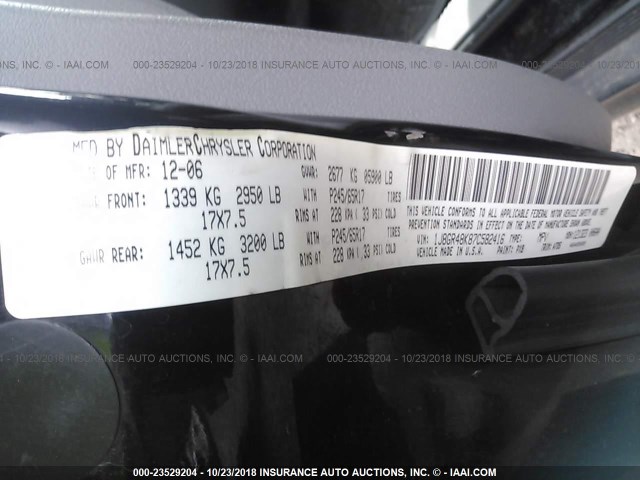 1J8GR48K87C582416 - 2007 JEEP GRAND CHEROKEE LAREDO/COLUMBIA/FREEDOM 黑色 照片 9