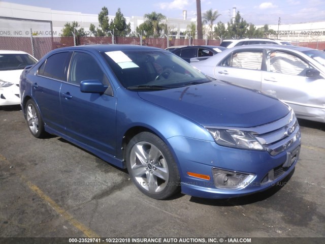 3FAHP0KC4AR403377 - 2010 FORD FUSION SPORT BLUE photo 1