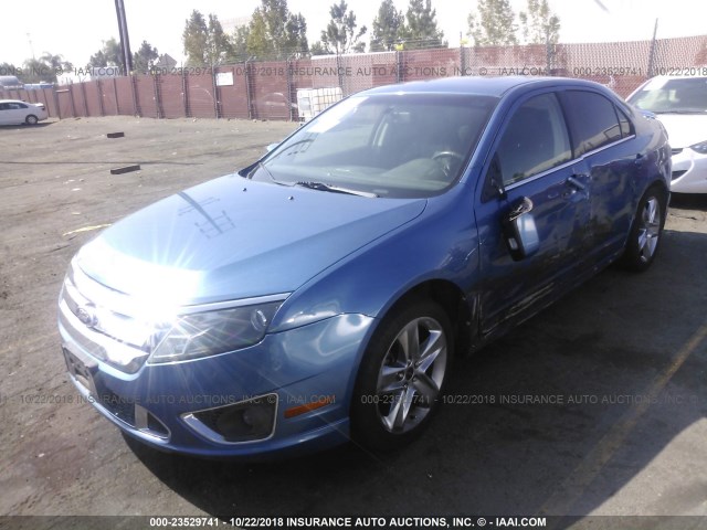 3FAHP0KC4AR403377 - 2010 FORD FUSION SPORT BLUE photo 2