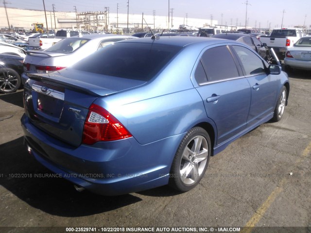 3FAHP0KC4AR403377 - 2010 FORD FUSION SPORT BLUE photo 4