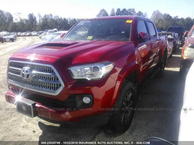 3TMCZ5AN9HM097492 - 2017 TOYOTA TACOMA DBL CAB/SR/TRDSPT/OR/PRO RED photo 2
