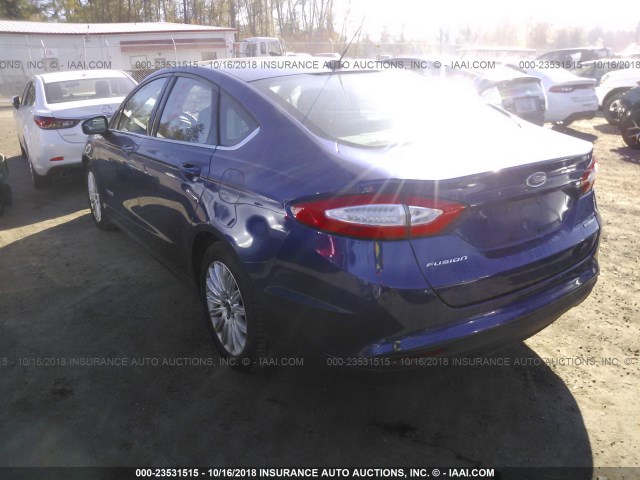 3FA6P0UU3ER270548 - 2014 FORD FUSION S HYBRID BLUE photo 3